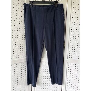 Garnet Hill LG Comfort Trousers Elastic Waist Classic Navy Heather Ankle Pants
